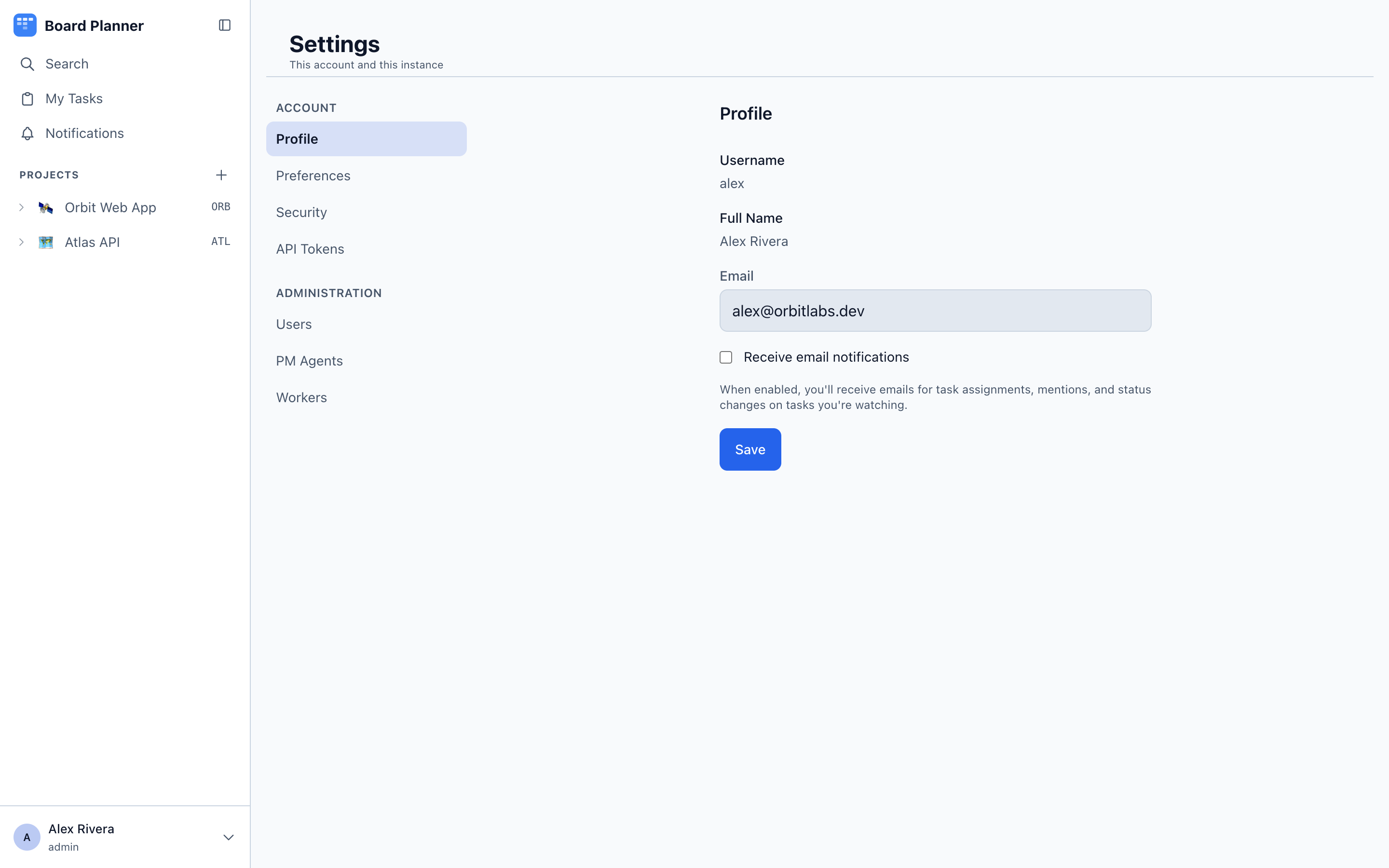 Instance settings