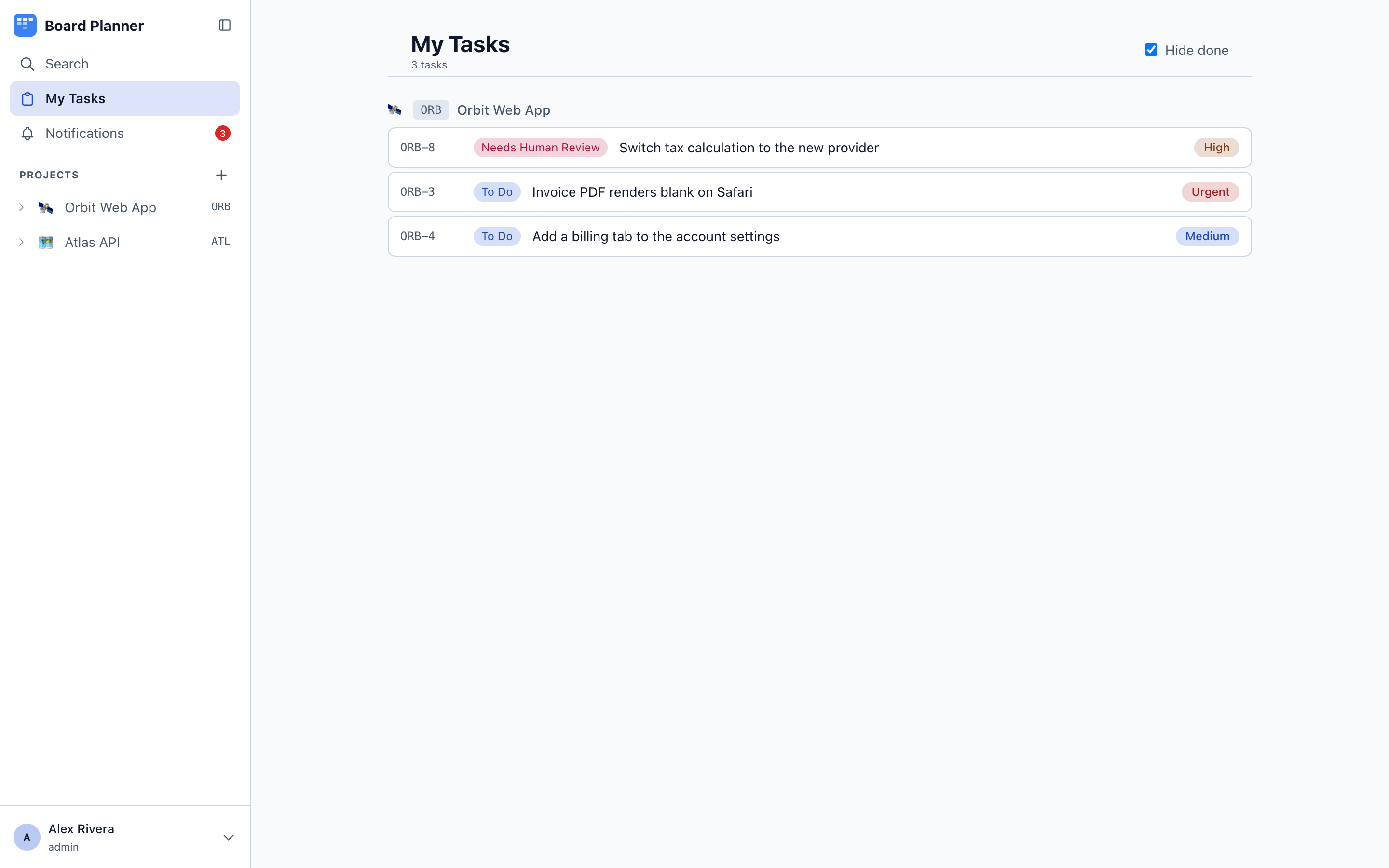 My tasks