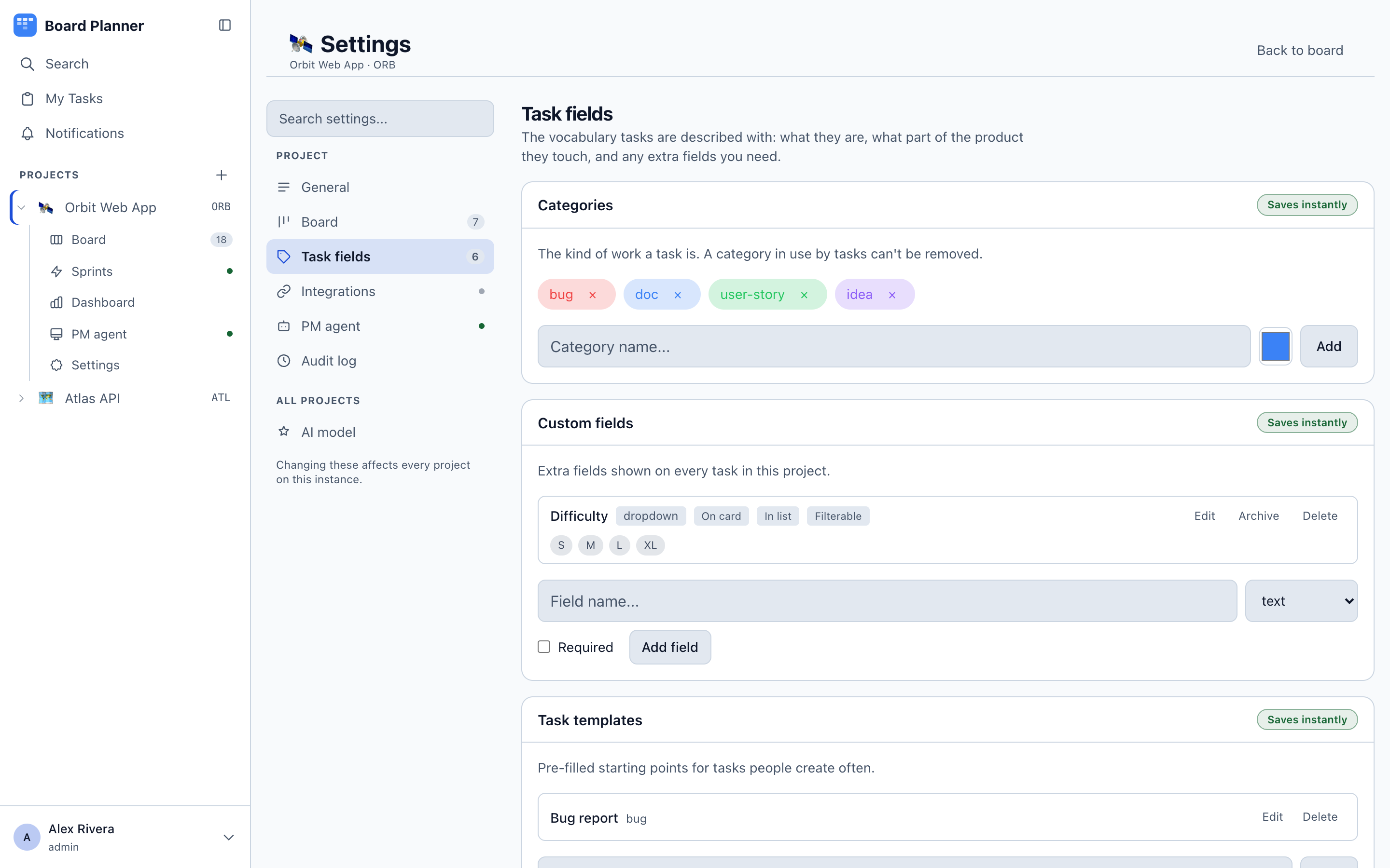 Custom fields